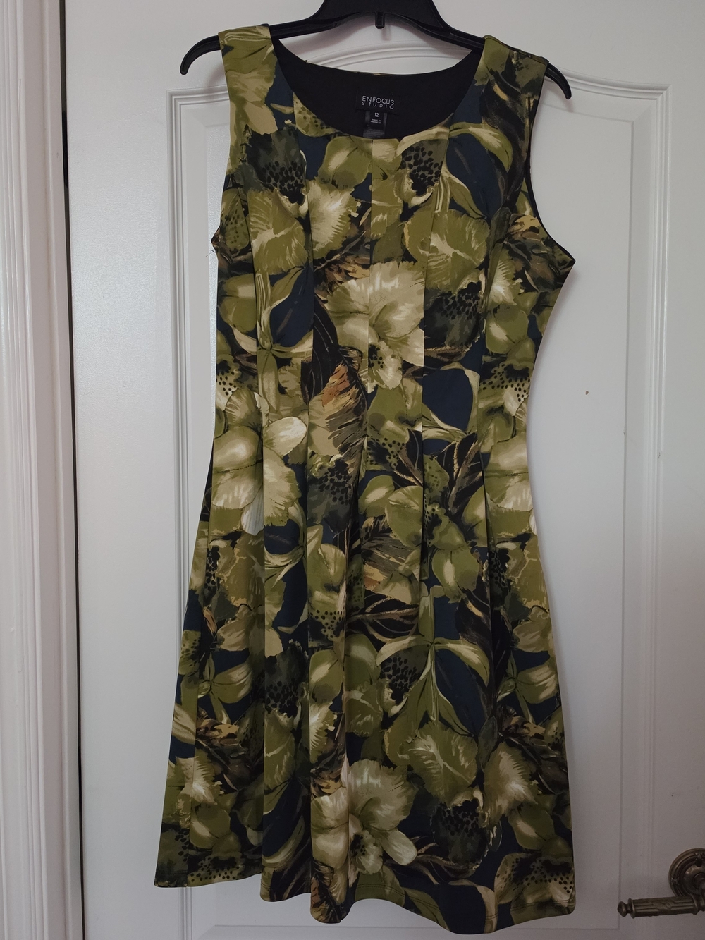 Enfocus Studio Olive & Navy Floral Midi Dress